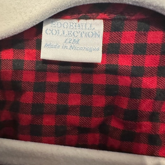 Edgehill Collection 12 months Red and Black plaid button down shirt - Picture 2 of 3
